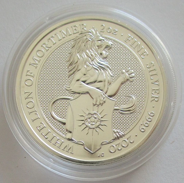 United Kingdom 5 Pounds 2020 Queen's Beasts White Lion of Mortimer 2 Oz Silver