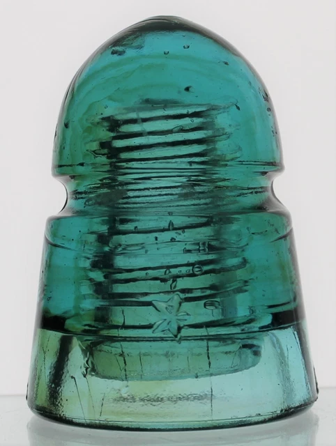 AQUA w/AMBER CD 145.2 STAR GLASS INSULATOR