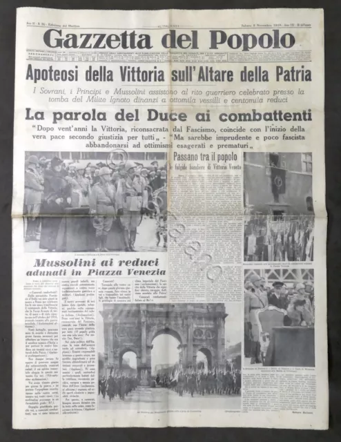 Giornale Gazzetta del Popolo N. 263 - Apoteosi Vittoria Altare della Patria 1938