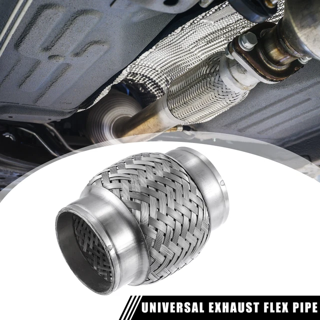 Universal 2.48" W/ Ends 4.21" Long Exhaust Flex Pipe Double Braid Tube 1pcs