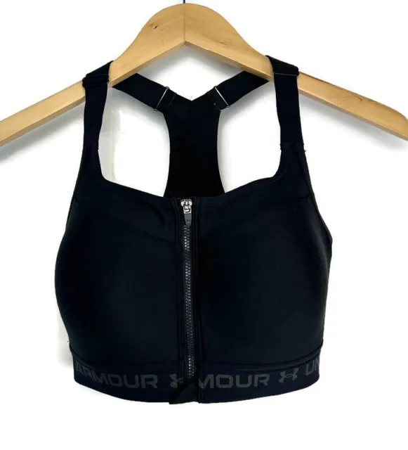 Under Armour Women's High Crossback Zip Bra Size 34DD, Black Compression