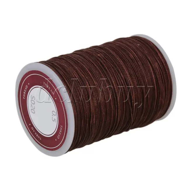 Brown 0.5mm 120M Waxed Polyester Round Braided Thread Cord DIY Macrame String