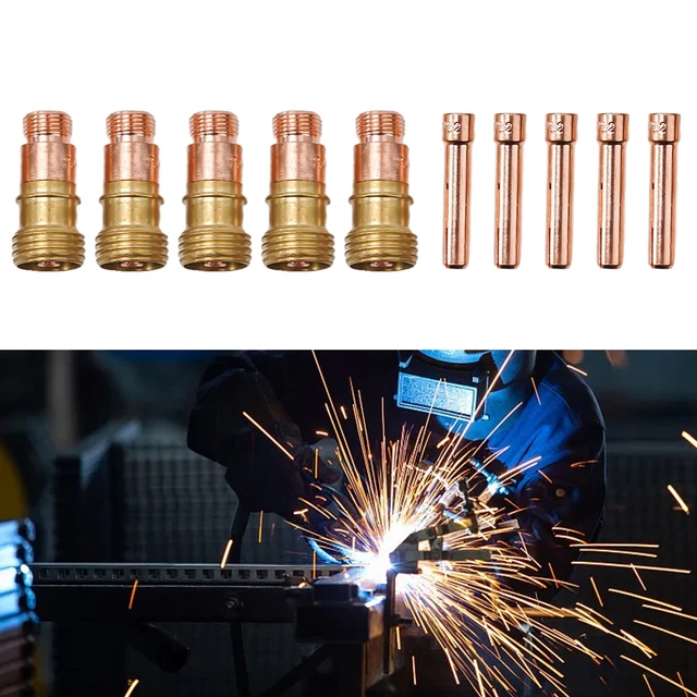Kit lenti e colletto a gas stubby TIG di alta qualità 10 pz prestazioni superiori