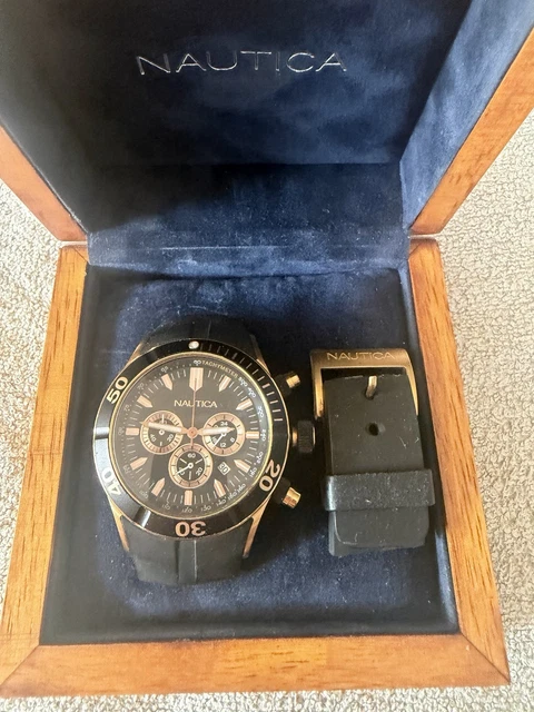 NAUTICA MENS CHRONOGRAPH Watch Black Dial Rose Gold Tone  display picture 1