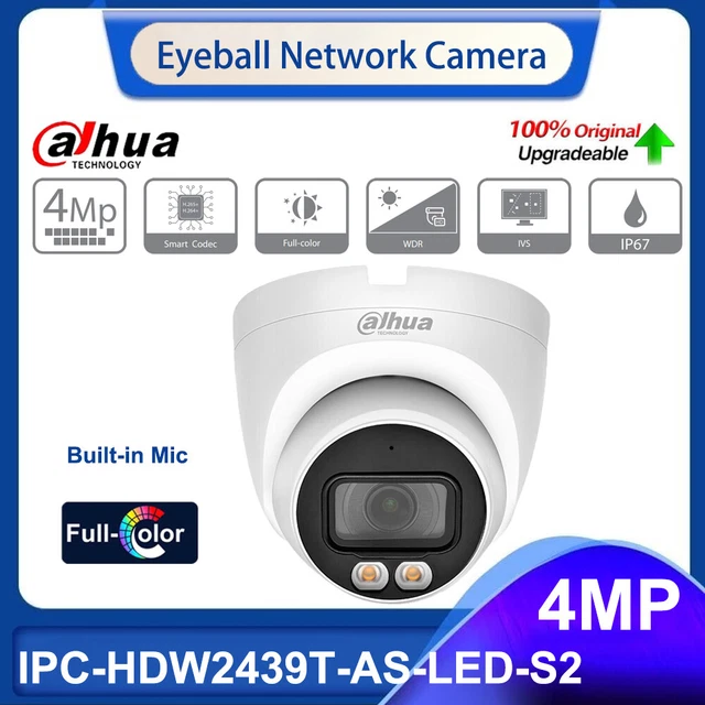 Dahua 4 megapixel fotocamera IP bulbo oculare a colori microfono integrato PoE IPC-HDW2439T-AS-LED-S2