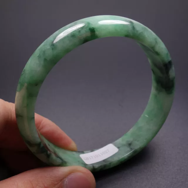 61.5mm Certified Grade A 100% Natural Green Jadeite Jade Bangle Bracelet 02107