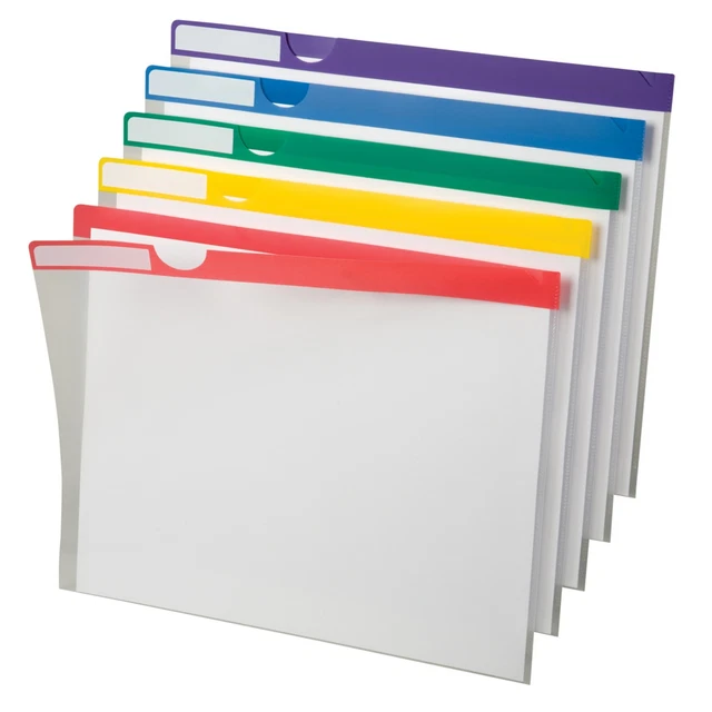 Pendaflex Poly Index Folders, Letter Size, Clear With Color Stripes, 10-Pack
