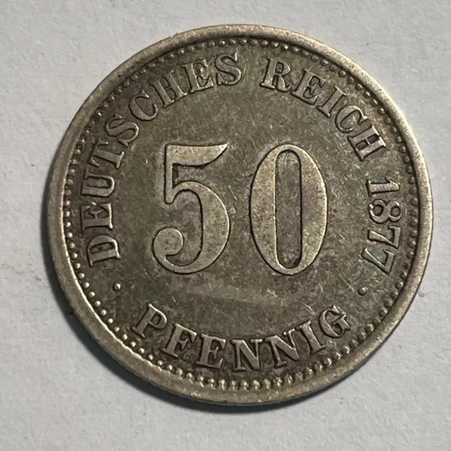 50 Pfennig  1877 D  Silbermünze in schöner Erhaltung