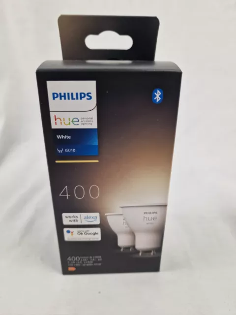 Philips Hue Neu Weiß Smart LED Glühbirne 2er-Pack [GU10 Spot] 400 Lumen Hochzeit 3333