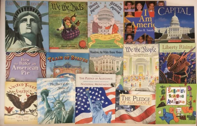 Lot 15 America Patriotic Statue of Liberty Flag Picture Books HB/PB Pop-Up USA