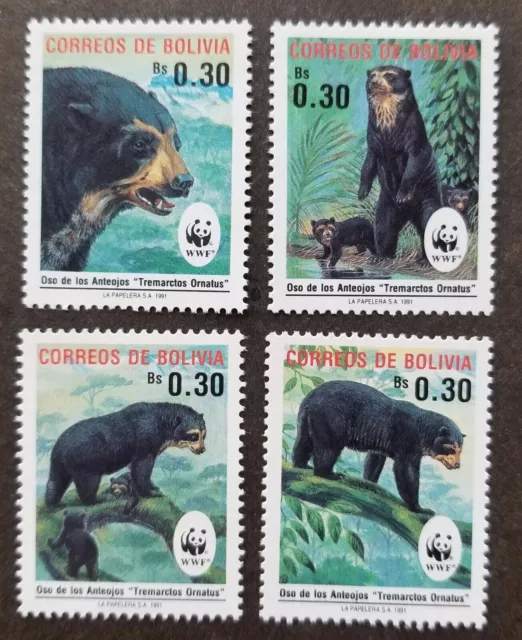 *KOSTENLOSER VERSAND Bolivien WWF Spectacled Bear 1991 Fauna Wildlife...