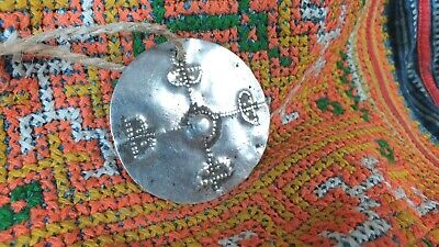 Old Timor Tribal Silver Pendant on Cord  …beautiful collection & accent piece 3