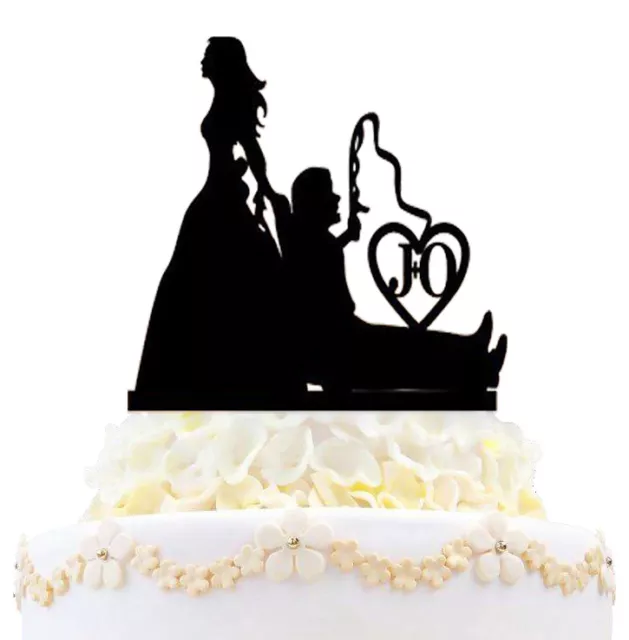 PERSONALIZED FISHING WEDDING Cake Topper Bride Dragging Groom With