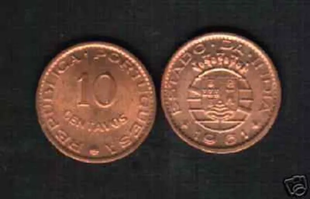PORTUGUESE INDIA 10 CENTAVOS KM-30 1961 Lot X 100 Pcs UNC INDIAN COIN Colony