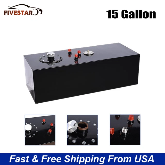 15 GALLON 60L Top Feed Aluminum Fuel Cell Gas Oil Tank w/ Cap & Level