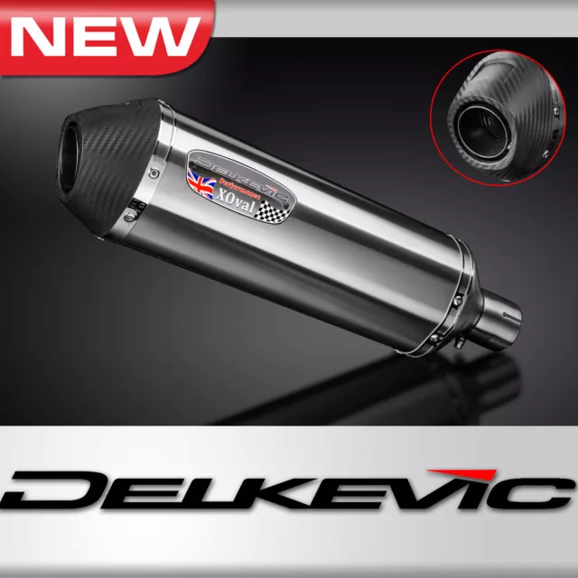 Delkevic Motorcycle 343mm X-Oval Stainless Exhaust Silencer End Can with Straps