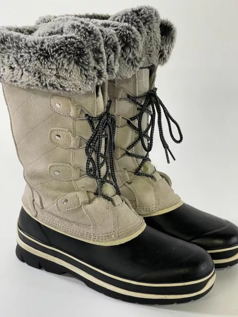 Khombu Emily Women's Size 9 M Winter Snow Boots Faux Fur 1323895 Suede Leather