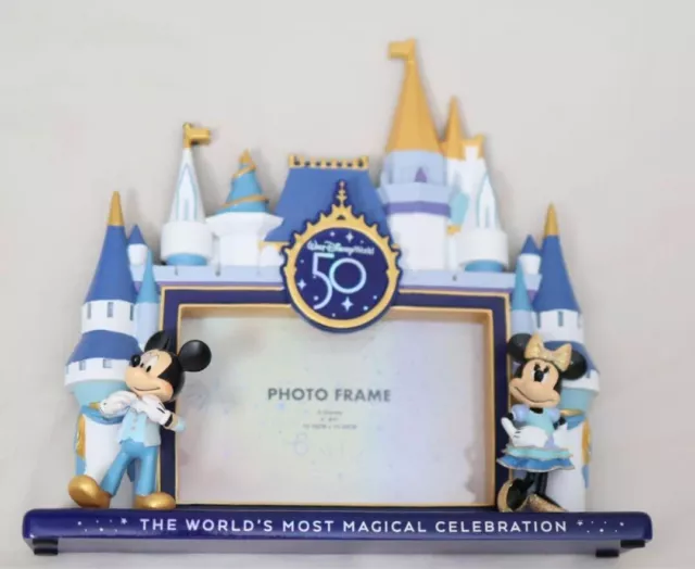 Disney World 50th Anniversary Celebration Mickey & Minnie Mouse Photo Frame WDW