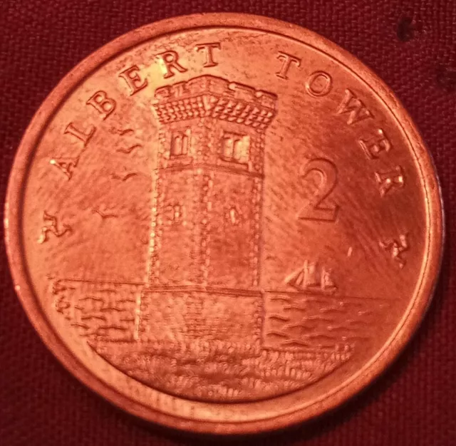 2015 Isle of Man 2p coin ALBERT TOWER, Ramsey - AA die mark - two pence IOM MANX