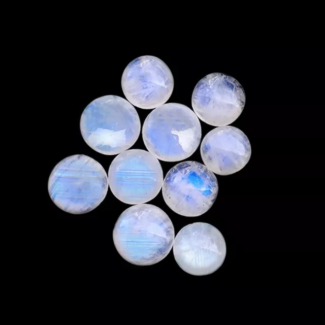 [Wholesale] Natural Flashy White Rainbow Moonstone Round Shape Loose Gemstone 3