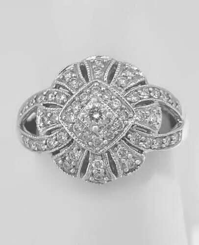 2.00 Ct Round Cut Simulated Diamond Cluster Engagement Ring 925 Sterling Silver