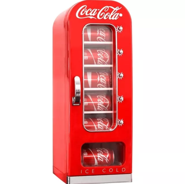 Retro Coca Cola Vending Fridge 10 Can Machine Mini Soda Refrigerator Coke Cooler