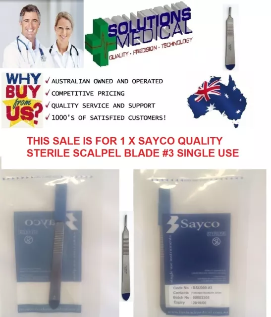 3 X Scalpel Handle No 3 Precision Stainless Steel Sterile Sayco Quality. 2