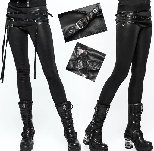 Leggings pantalon gothique punk lolita fashion sangle lien clous métal Punkrave