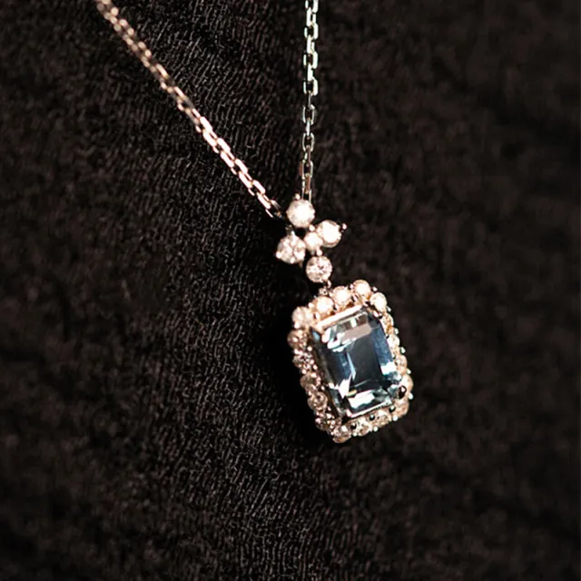 Engagement Necklace Pendant Charm Women 925 Silver Cubic Zirconia Jewelry