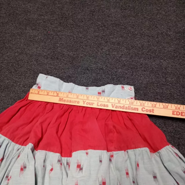 Vintage Girls Skirt Red Gray Ruffled 1950s - 1960s 10 " Waist Doll Costume 3