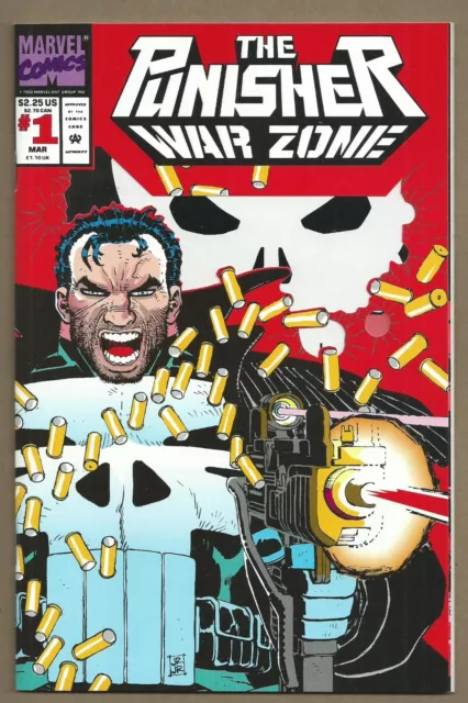 🔥Punisher War Zone #1*Marvel, 1992*John Romita Jr.*Die-Cut Wraparound Cover*Nm+