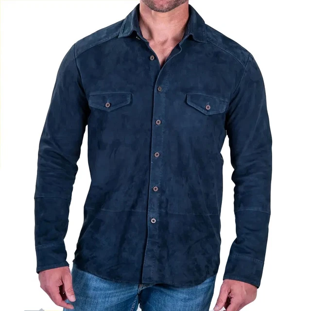 Homme Chemise élégante à manche longue Bleu foncé Bolf 6944