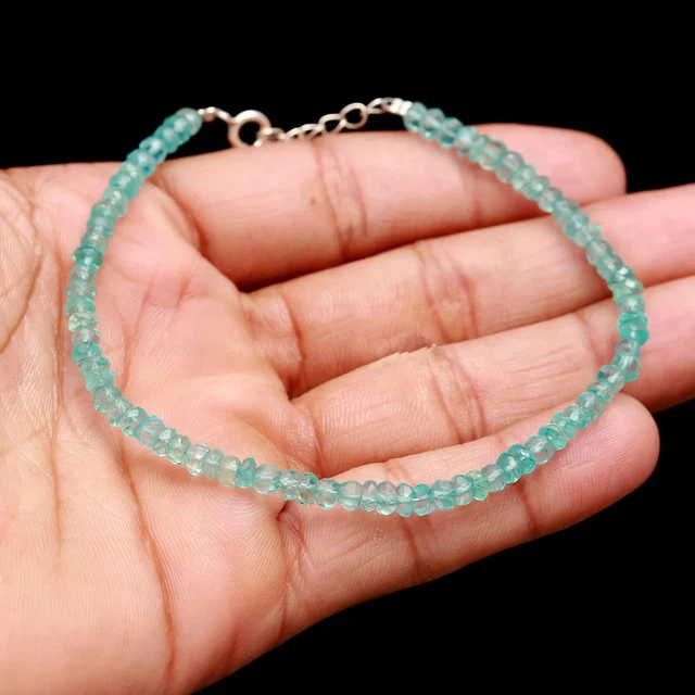 Véritable Bleu Ciel Apatite Rondelle 3-4mm Gemme Perlé Bracelets / de Cheville
