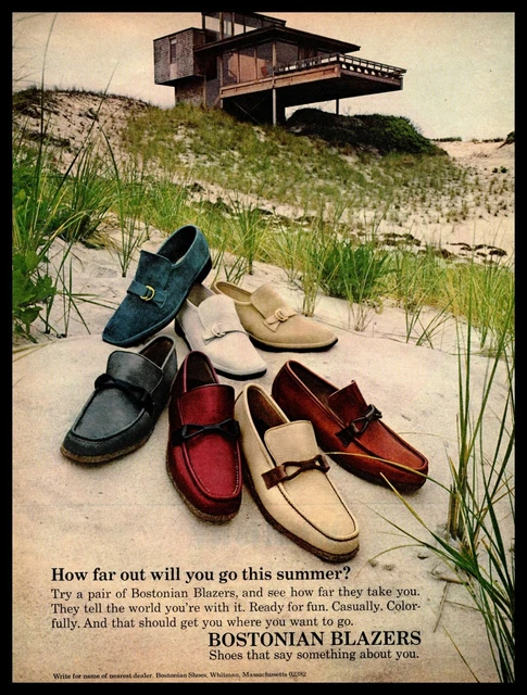1970 Bostonian Blazers "Shoes That Say Something About You" Beach House Print Ad
