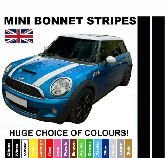 MINI COOPER S Bonnet Stripes Vinyl Graphics Decals for R55, R56, R57 UK  Seller £14.99 - PicClick UK