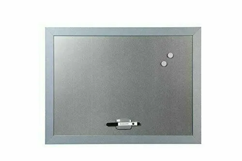 BI-OFFICE Tableau blanc magnétique, surface en acier laqué, cadre en bois  de pin. Format 40x30 cm
