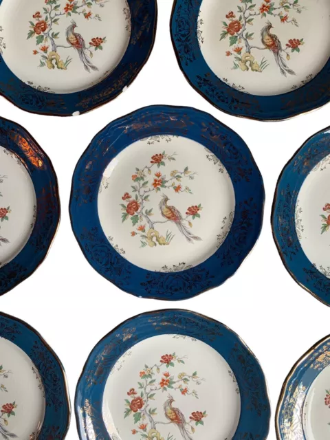 Lot 11 Assiettes Sofafils Label De Qualité Faience France Ceramique Doré Ancien