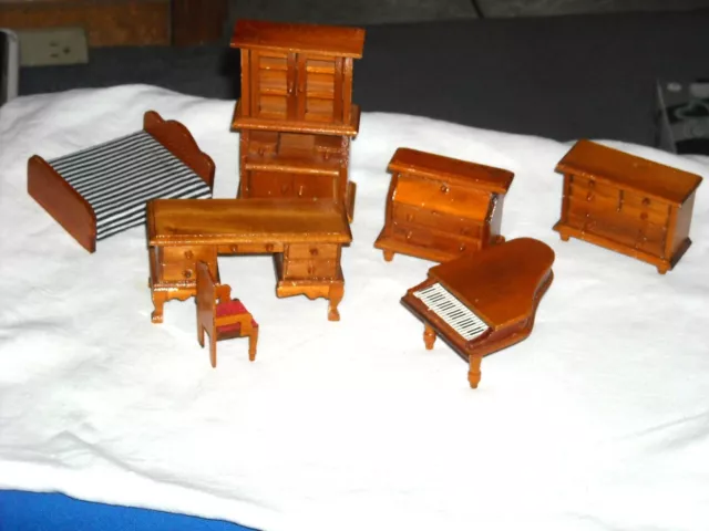 Vintage Wooden  Doll House Furniture Lot