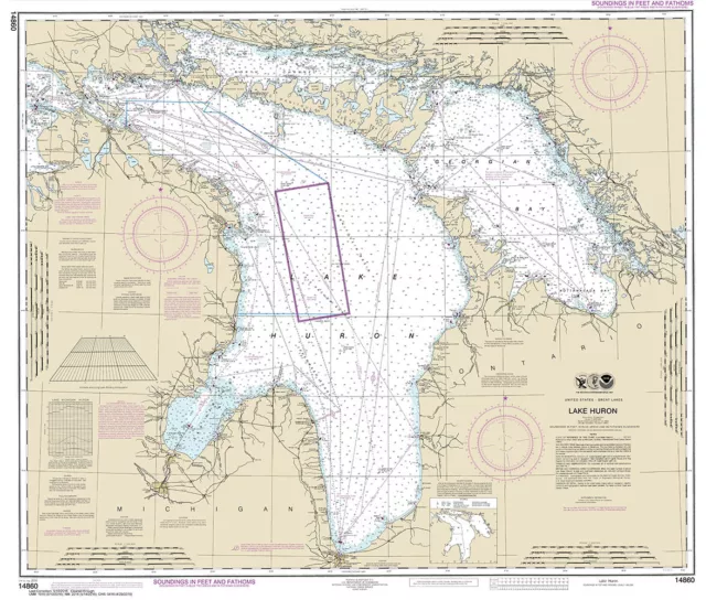 2016 Nautical Map of Lake Huron and Georgian Bay