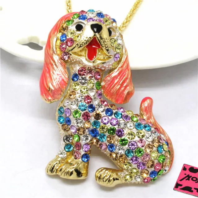 Fashion Women Cute Bling Colorful Dog Puppy Crystal Pendant China Necklace