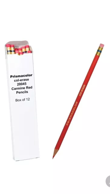 Box Of 12, Prismacolor Col-Erase 20045 Carmine Red Checking Pencils