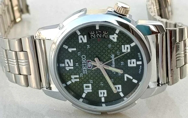 Seiko 5 Automatic japan made Stainless Steel Green Dial Vintage Mens Wrist Watch