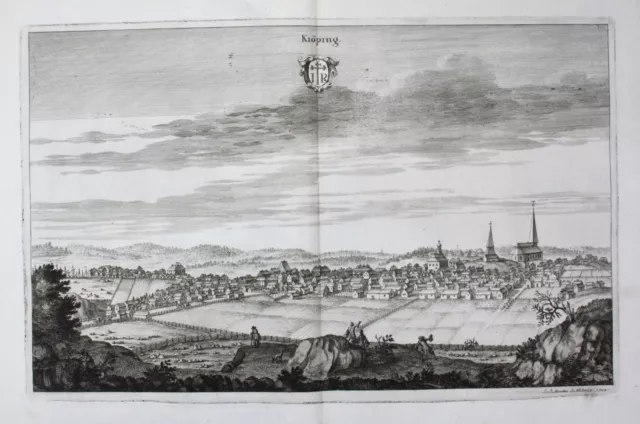 1710 - Köping Västmanland Sweden Svezia Incisione Dahlberg Engraving