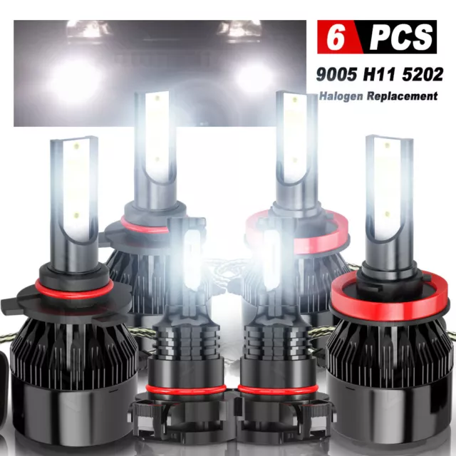 For GMC Sierra 1500 2500 2007-2013 --6Pc Combo LED Headlight Fog Light Kit Bulbs