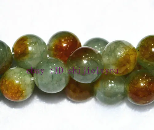 NEW 10MM Brazilian Multicolor vein mineral Jade Round Gemstone Loose beads 15"