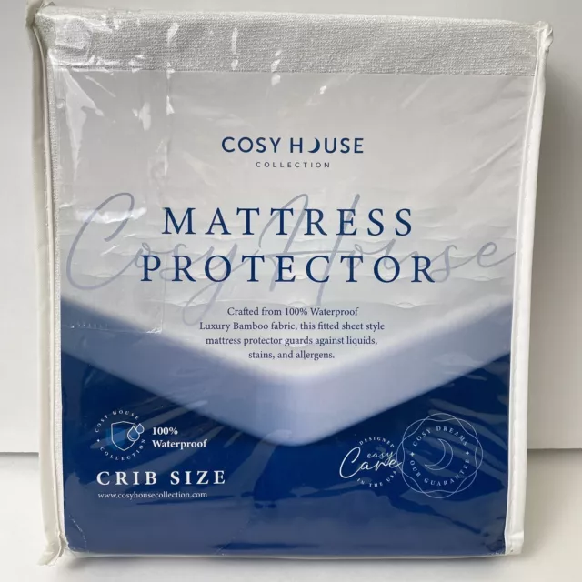 Acogedor protector de colchón de bambú tamaño cuna casa impermeable 52x28x18 NUEVO