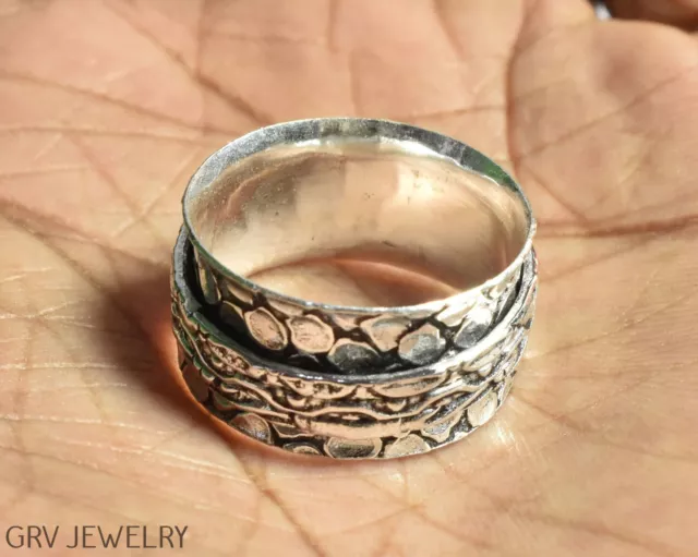 Handmade Spinner Ring Ethnic Jewelry 925 Silver Plated Us Size 7.5" R021-F127