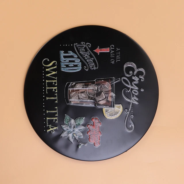 Letrero de chapa de metal impreso redondo vintage retro 12" día tapiz decorativo de pared