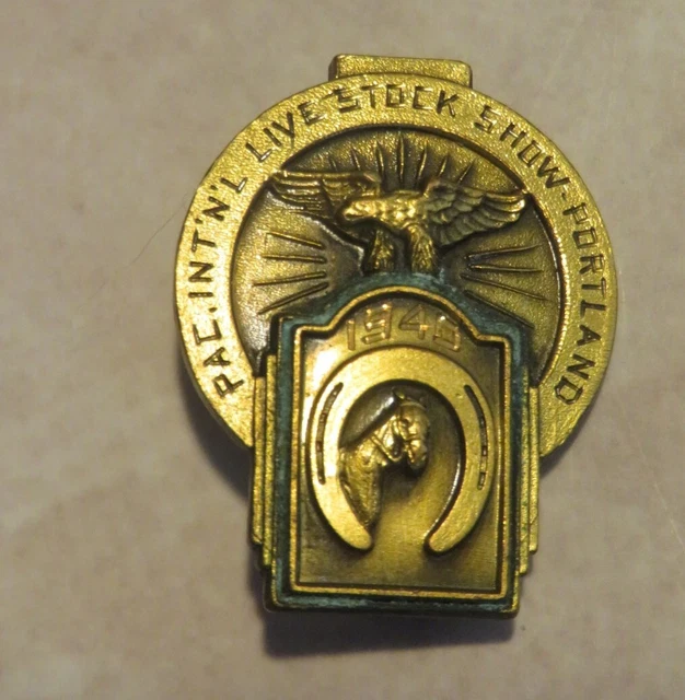 Antique 1940 Pacific Intl Live Stock Show Portland Pinback Badge Pin (U24) 