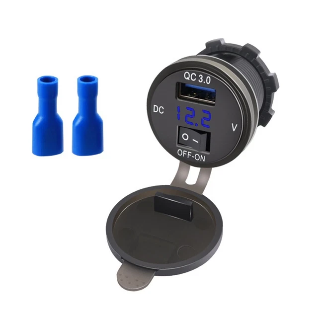 12V/24V QC3.0 USB prise chargeur rapide avec interrupteur marche-arrêt pour voi